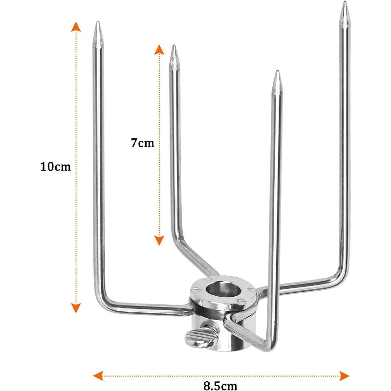 Afralia™ Stainless Steel BBQ Rotisserie Forks for Charcoal Grill Roasting