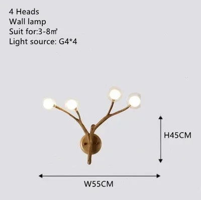 Afralia™ Vintage Resin Tree Branch Chandelier Glass Lightshade for Living Room Kitchen Island