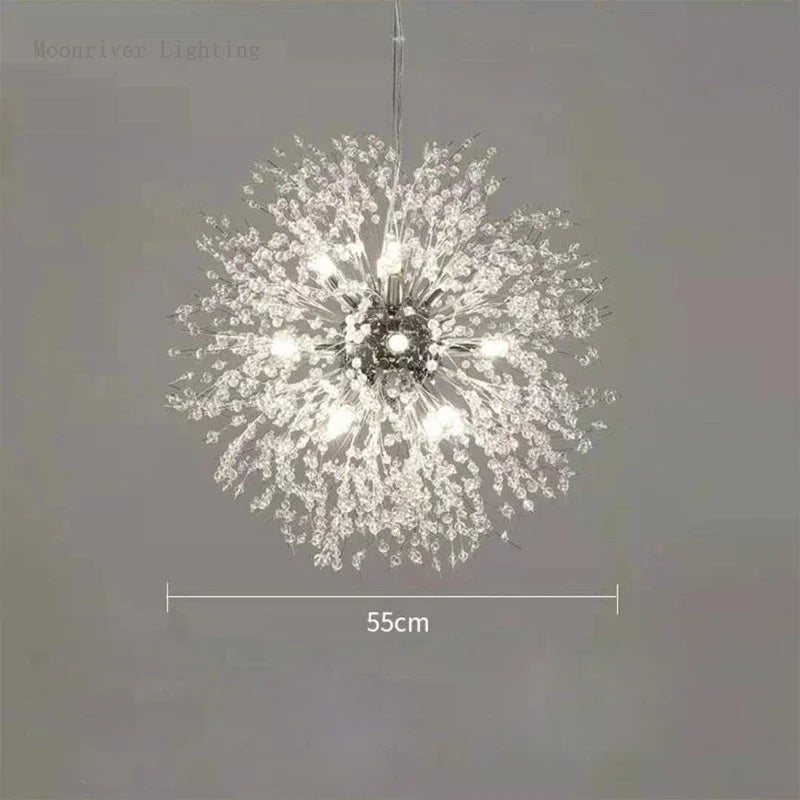 Afralia™ Luxury Crystal Dandelion Chandelier for Modern Living Room, LED Pendant Light