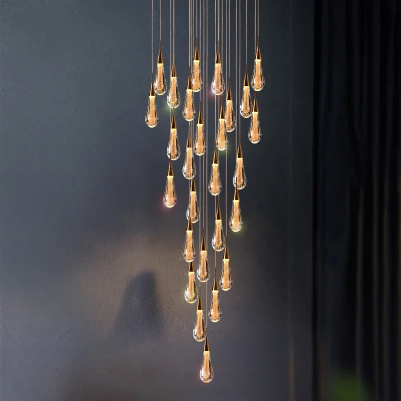 Afralia™ Gold Crystal Chandelier for Modern Living, Dining & Stair Lighting