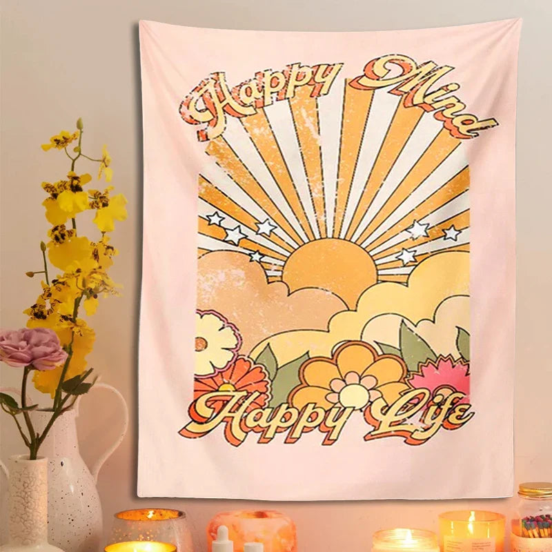 Afralia™ 70s Girl Sunset Tapestry Wall Hanging for Boho Living Room Bedroom Decor