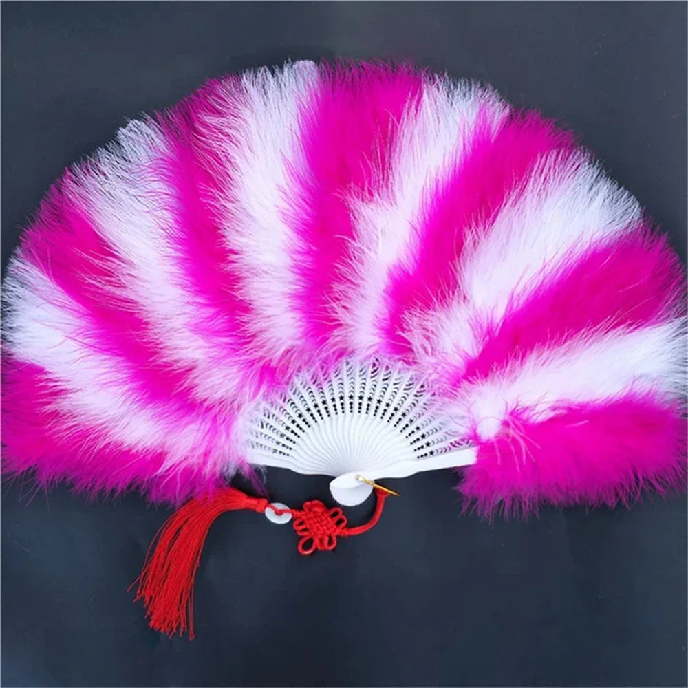 Afralia™ Feather Folding Fan: Elegant Japanese Gothic Court Dance Hand Fan Art Craft