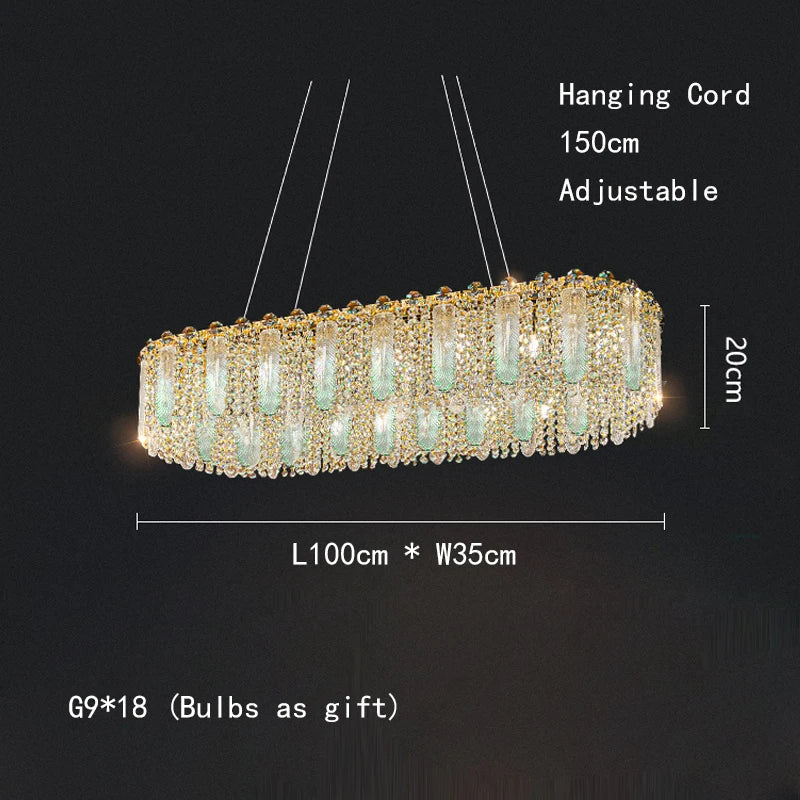 Afralia™ Gold Feather Crystal Tassel Chandelier & Ceiling Light Fixture