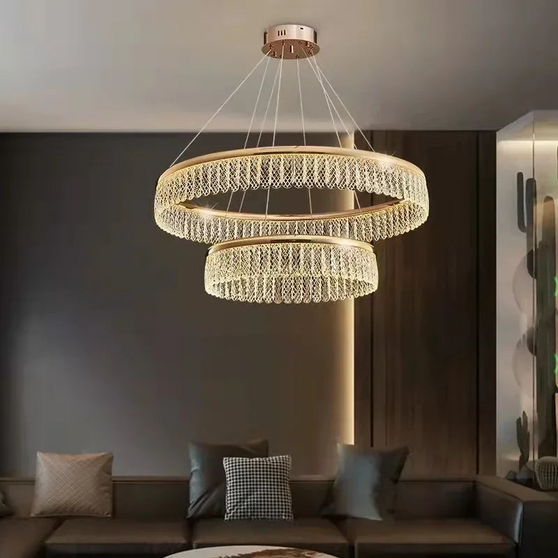 Afralia™ Modern Crystal LED Pendant Chandelier for Living Room Lighting