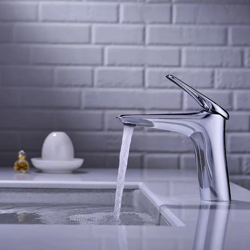 Afralia™ Basin Faucet: Single Handle Mixer Tap in Black/Chrome/Grey/Gold with Hot Cold Water