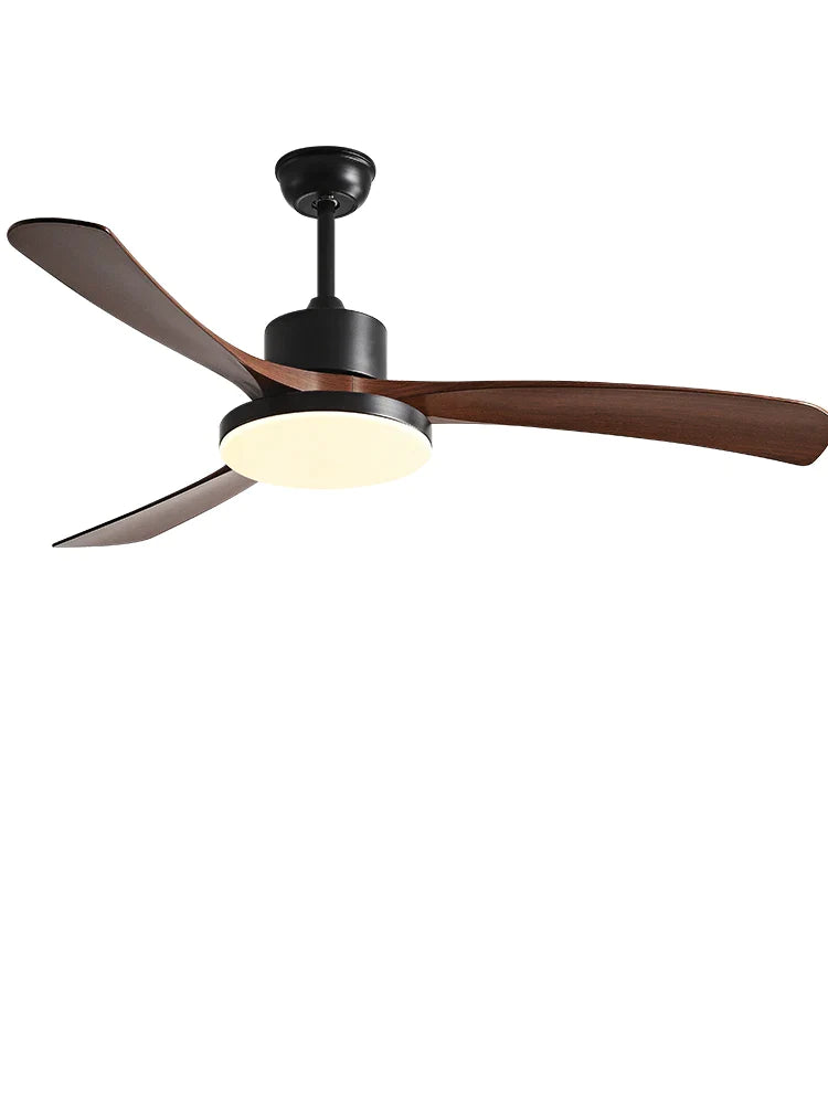 Afralia™ Modern DC Ceiling Fan Light with Remote Control, Black Plastic Leaves, 46 Inch