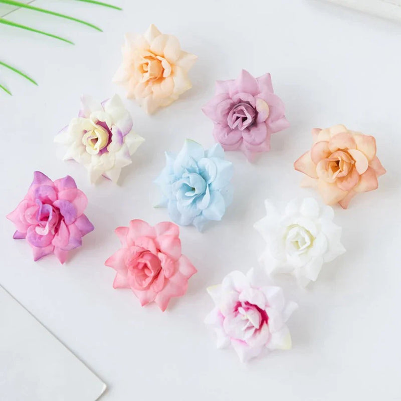 Afralia™ Silk Rose Head Flowers: Christmas Wreath Home DIY Wedding Brooch Craft Decor