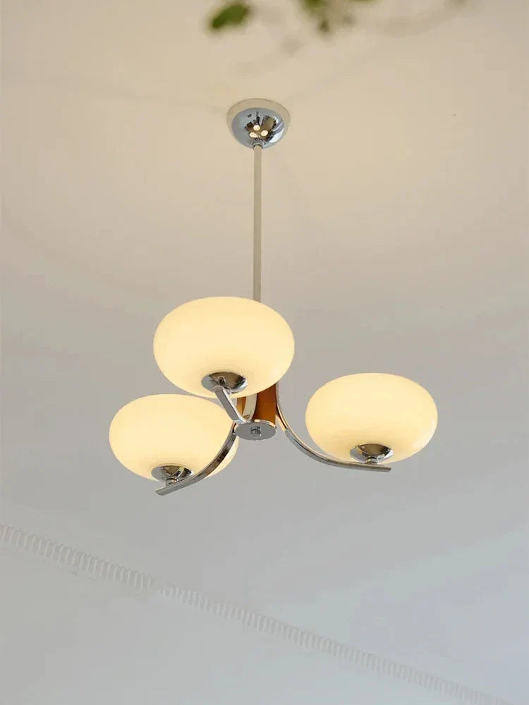 Afralia™ Milk White Glass Pendant Chandelier: Retro Bauhaus Style for Bedroom, Living Room, Restaurant