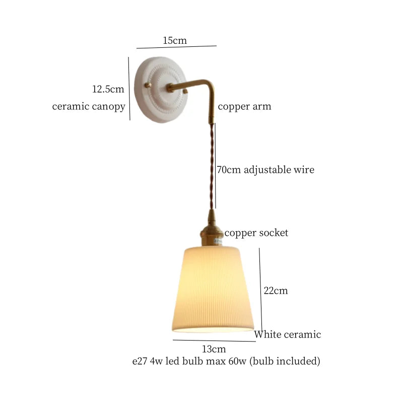 Afralia™ Polka Dot Ceramic LED Wall Lamp Adjustable Wire Interior Wall Sconces