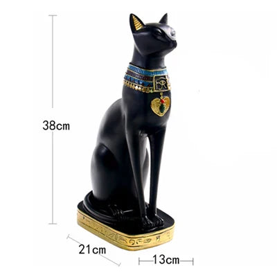 Afralia™ Resin Egyptian Cat Bestet Goddess Figurine Sculpture for Home Office Decor
