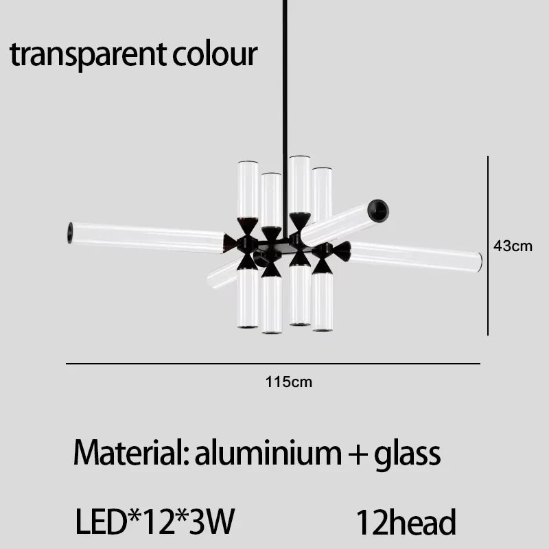 Afralia™ Glass Tube Chandelier: Modern LED Pendant Lamp for Living Room, Bedroom, Cafe, and Dining Room.