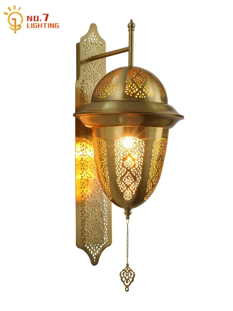 Afralia™ Moroccan Exotic Hollow Carving Wall Lamp LED E27 Industrial Iron Art Decorative Wall Fixture