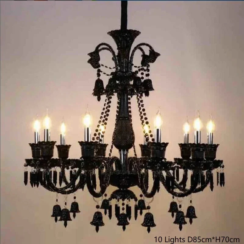 Afralia™ Black Crystal Chandelier: Luxury Lighting for Villa Hotel, Living Room, Dining Room