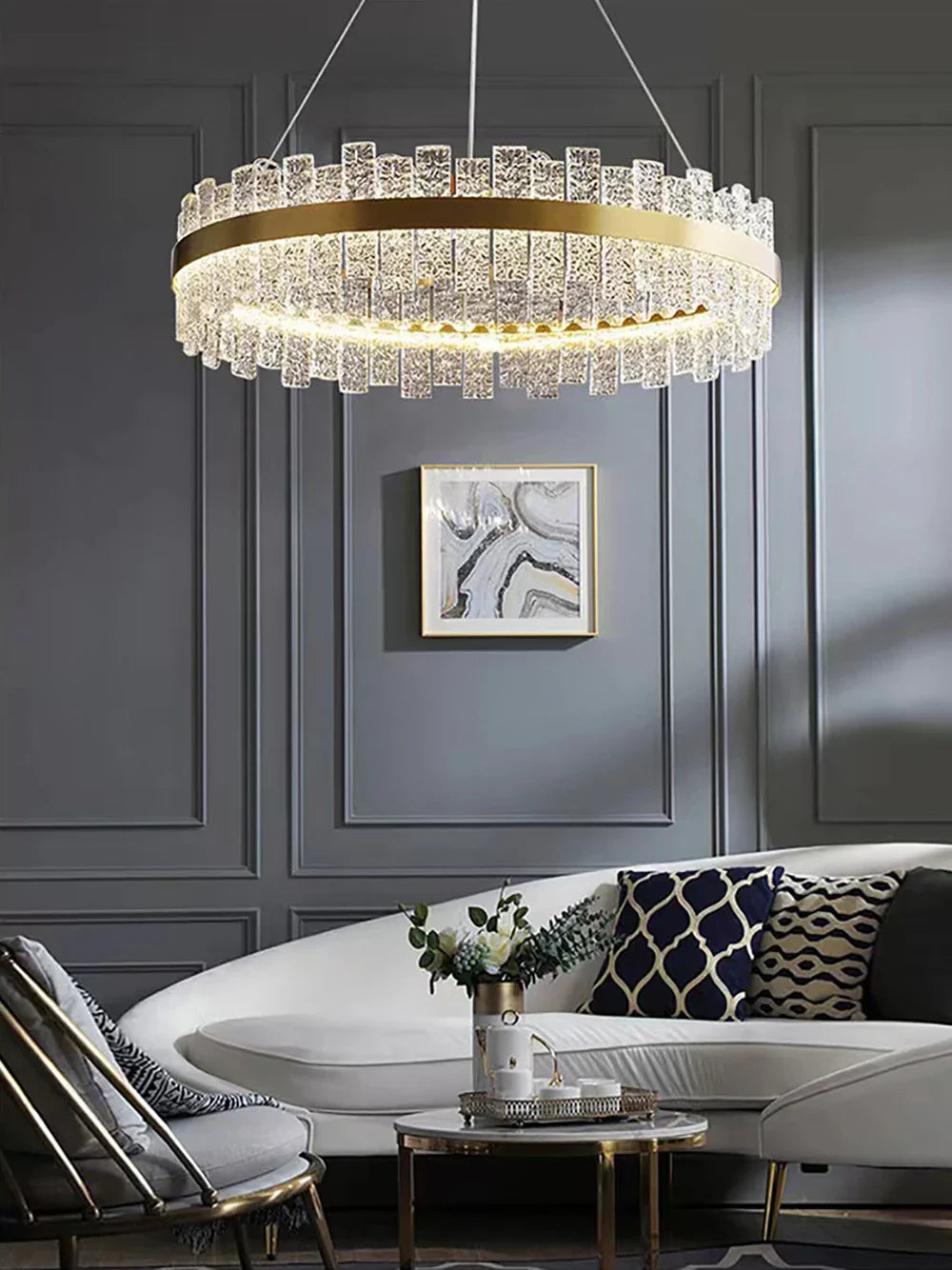 Afralia™ Crystal LED Chandelier: Gold/Black Luxury Pendant Lighting for Home