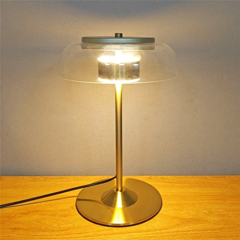 Afralia™ Elegant Mushroom Glass Bowl Table Lamp for Modern Nordic Living Spaces