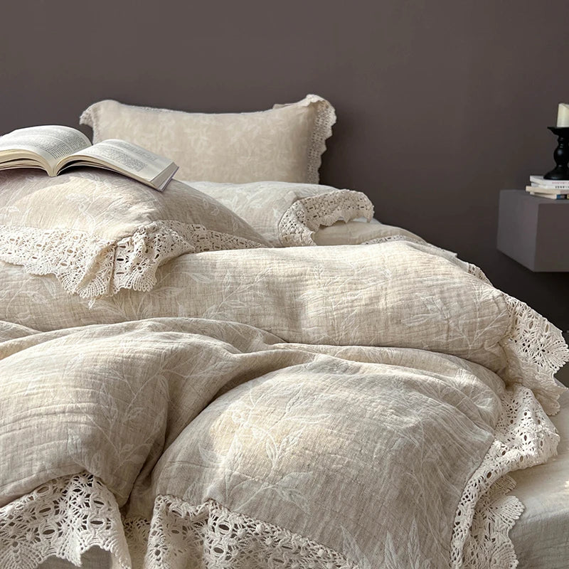 Afralia™ Lace Princess Jacquard Bedding Set - 4Pcs