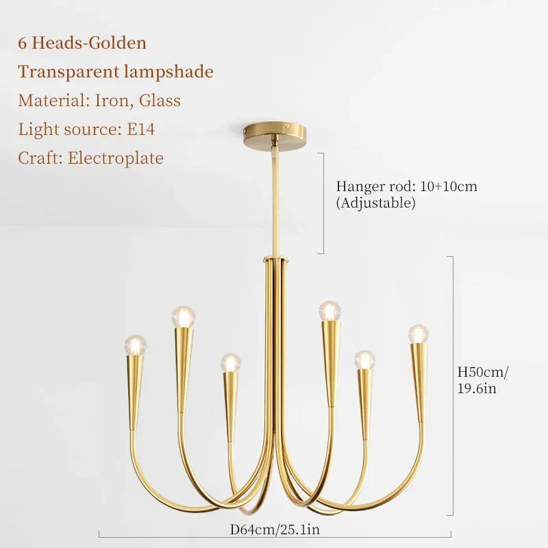 Afralia™ French Candle Led Chandelier Black Gold Kitchen Modern Island Light