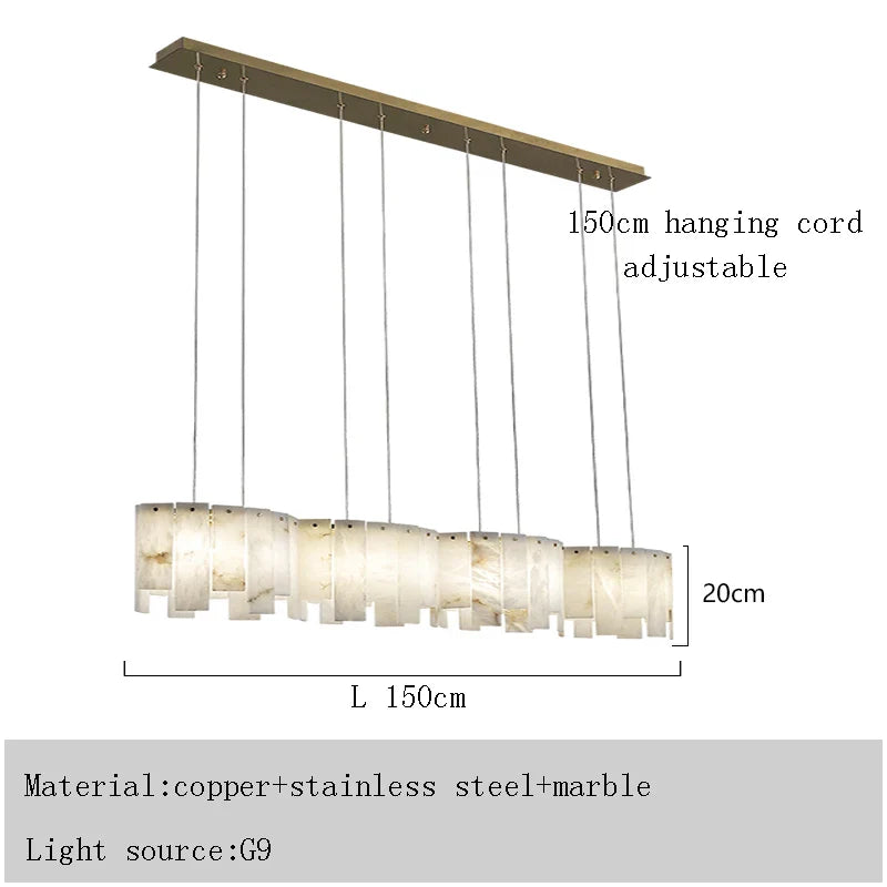 Afralia™ Alabaster Gold Round Ceiling Chandelier: Dimmable Home Interior Kitchen Lighting