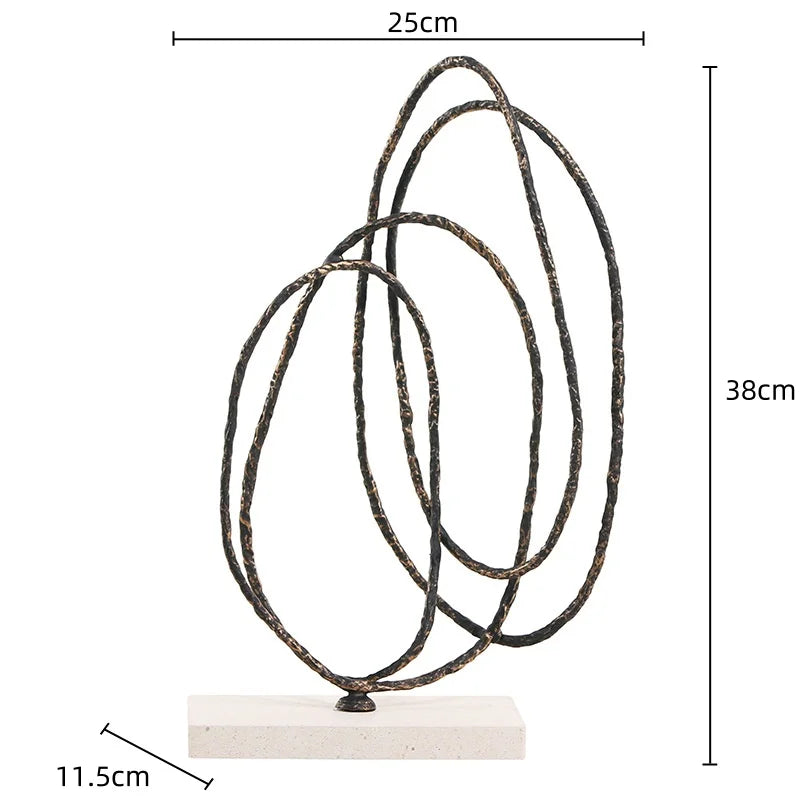 Afralia™ Geometric Abstract Face Metal Statue Figurine Home Decoration