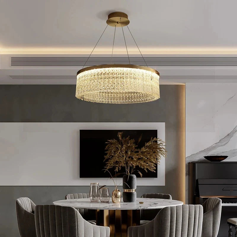 Afralia™ Crystal Glass Gold Pendant Chandelier for Elegant Kitchen Dining Lighting