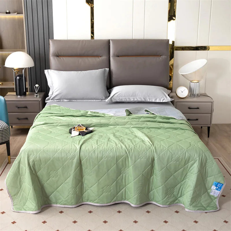 Afralia™ Summer Cooling Blanket in Sky Blue - Lightweight & Breathable Double Comforter