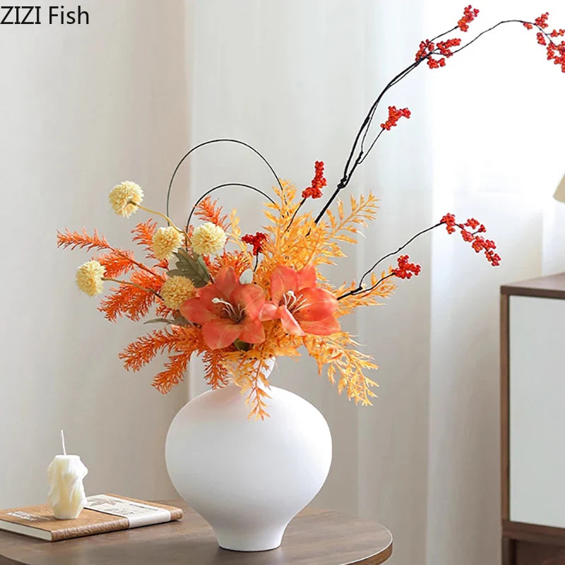 Afralia™ Big Belly Ceramic Vase for Minimalist Floral Arrangements