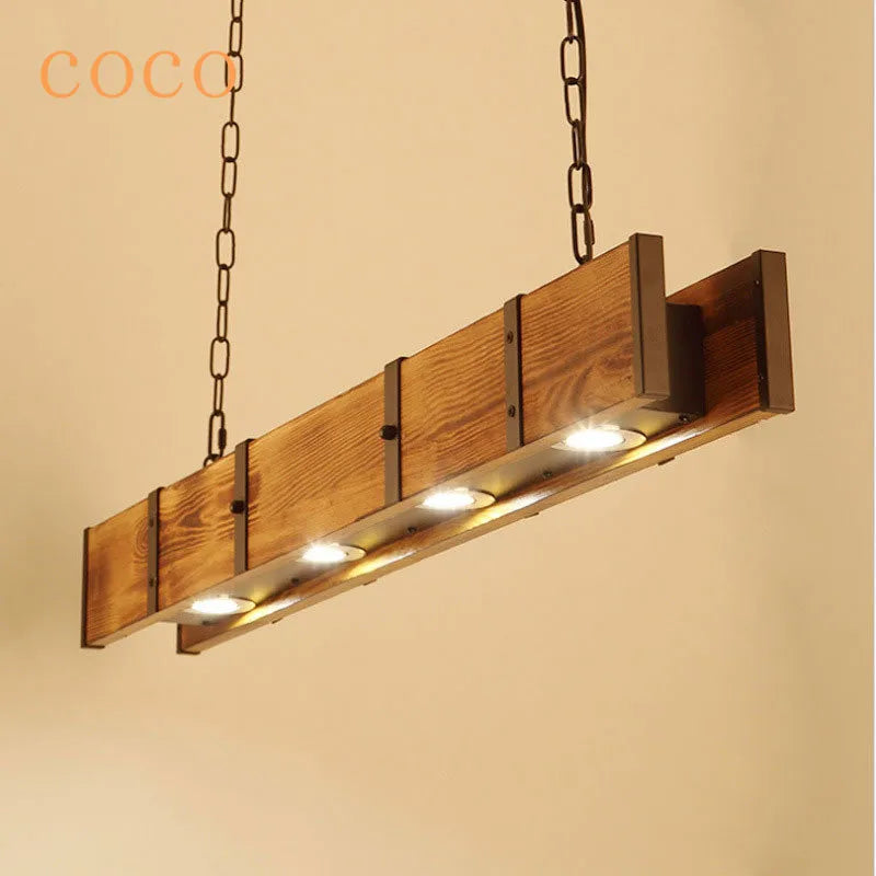 Afralia™ Vintage Wooden Pendant Lamp for Dining Room and Bar Table Lighting