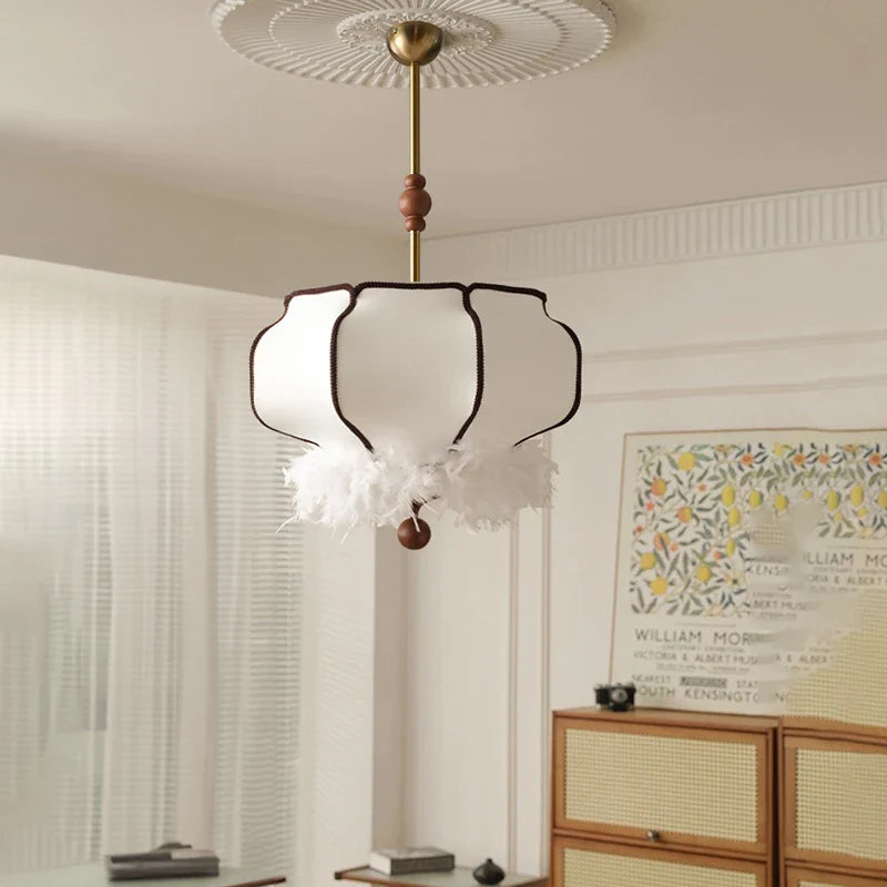 Afralia™ French Vintage Fabric Chandelier Pendant Lamp - LED Hanging Light for Home and Restaurant
