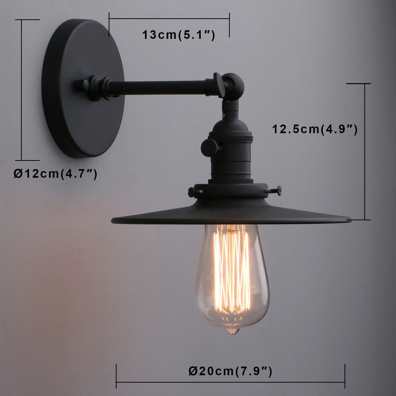 Afralia™ Antique Finish 1-Light Industrial Wall Sconce with 7.87" Canopy and ON/Off Button