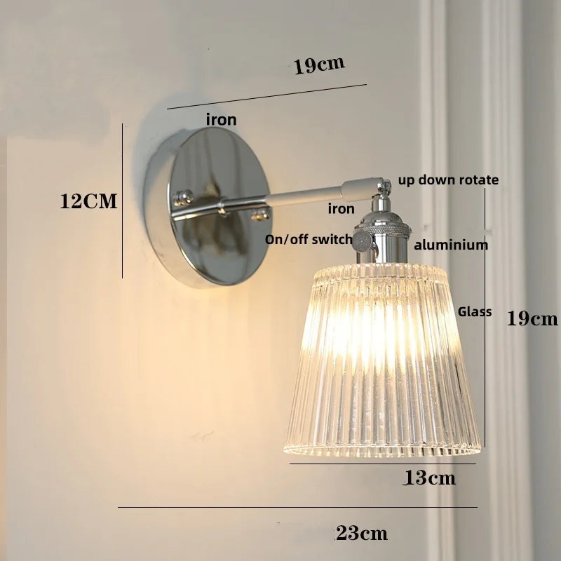 Afralia™ Clear Glass LED Wall Lamp, Up Down Rotate, Dining Aisle Bar Light