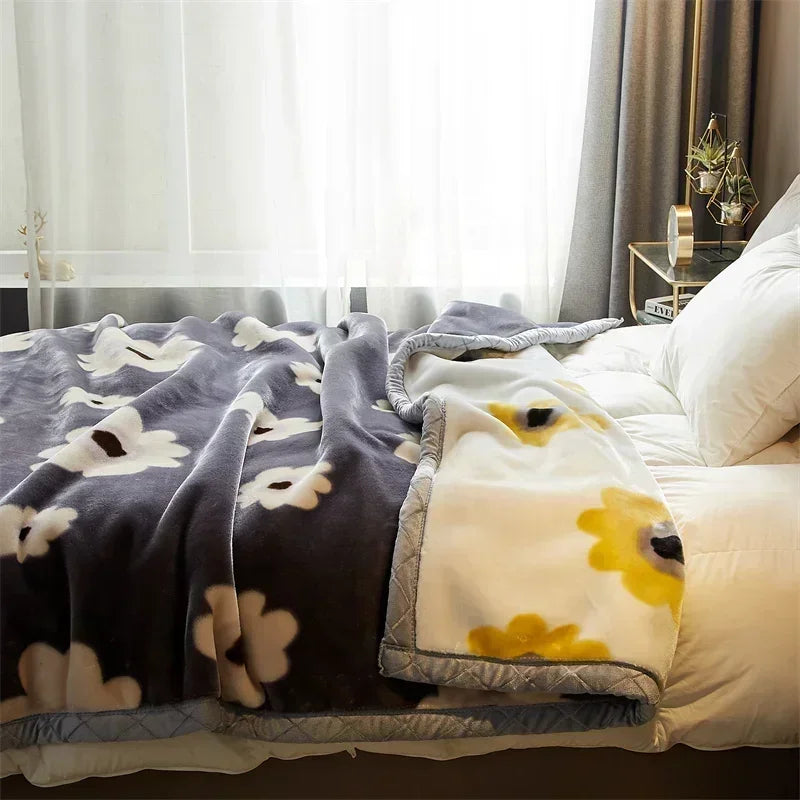 Afralia™ Cozy Flocked Raschel Blanket | Soft & Warm Double-Sided Winter Bedding
