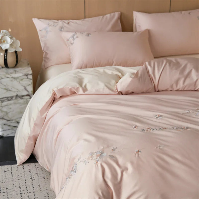 Afralia™ Luxury Cotton Embroidered Bedding Set for Romantic Bedroom - High Quality Quilt Set
