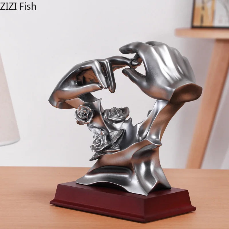 Afralia™ Couples Rings Statue Desk Decoration Resin Crafts Room Decor
