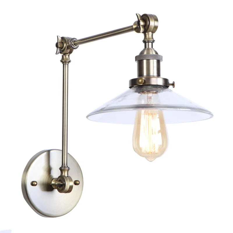 Afralia™ Industrial Adjustable LED Wall Sconce with Clear Glass Shade