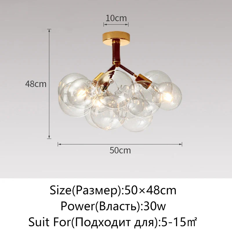 Nordic Glass Chandelier Ceiling Pendant Light by Afralia™. Luxe Home Decor Fixture for Living Room and Bedroom.