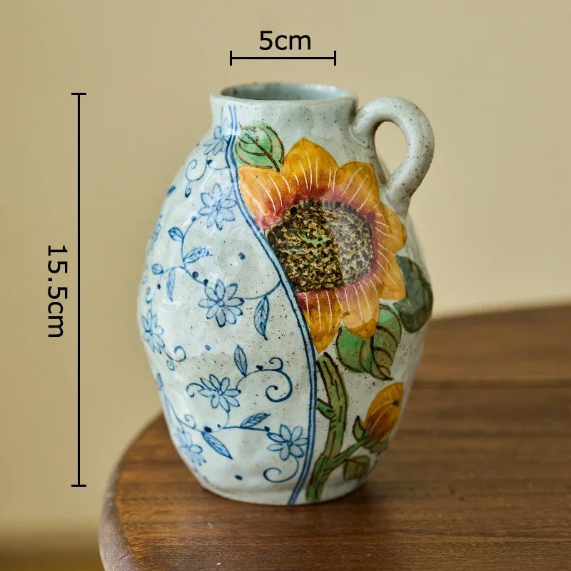Afralia™ Ceramic Vase with Artificial Flowers - Room Aesthetic Decor
