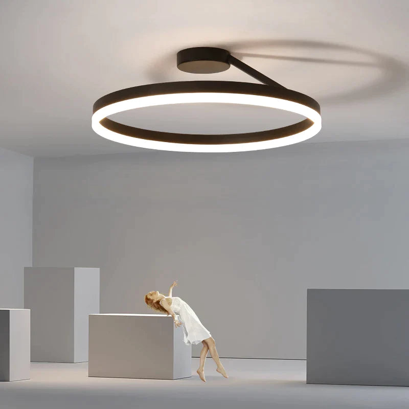 Afralia™ Modern LED Circle Ceiling Light for Restaurant, Bedroom, Kitchen - White/Black Home Lighting