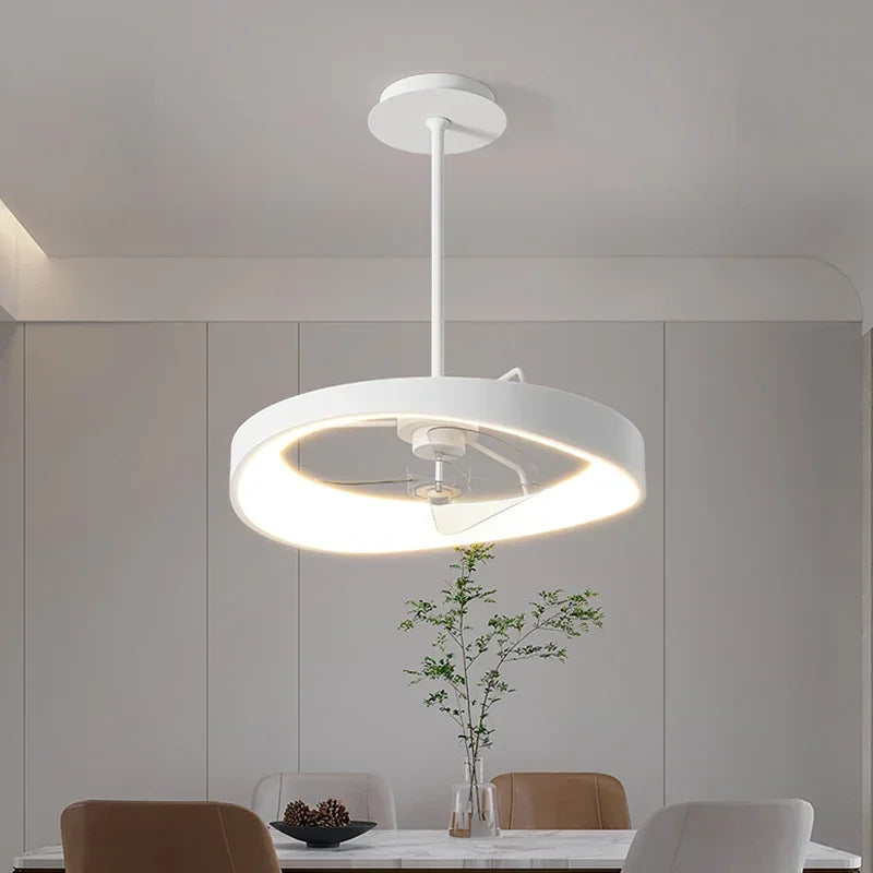 Afralia™ Nordic Style Bedroom LED Ceiling Fan Light White Modern Luminarias Pendant Fixtures