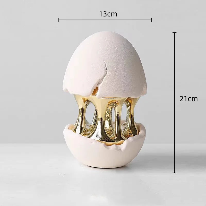 Afralia™ Abstract Eggshell Hollow Out Cracked Egg Decorative Figurine