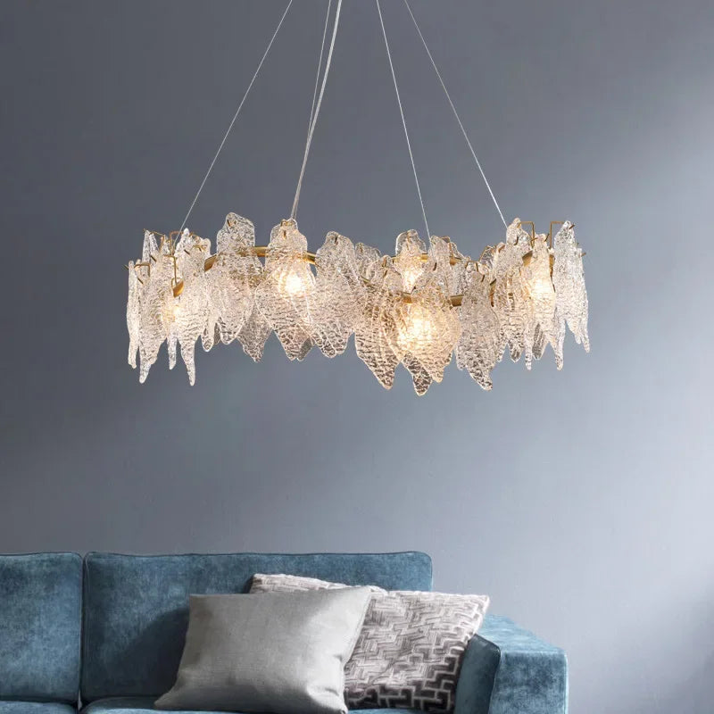 Afralia™ Wavy Gold Crystal Chandelier LED Pendant Light for Nordic Home Decor