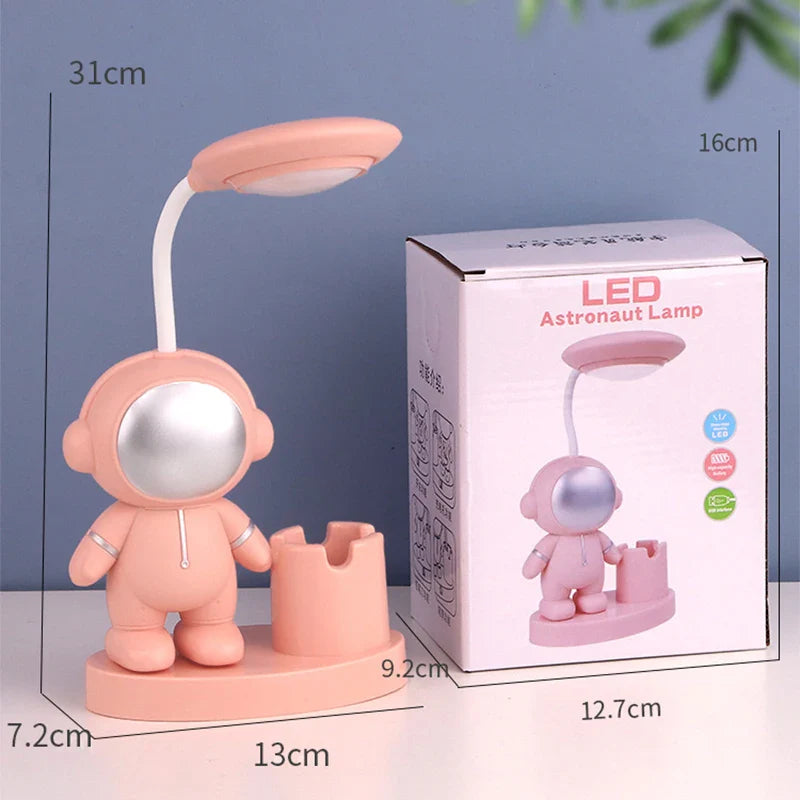 Afralia™ Astronaut Study Desk Lamp with Pencil Sharpener - Cute, Flexible & Color Adjustable