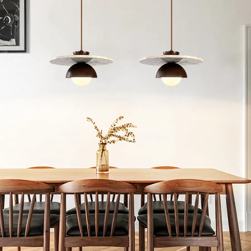 Afralia™ Yellow Travertine Pendant Light: Nordic Minimalism LED Hanging Lamps for Home Decoration