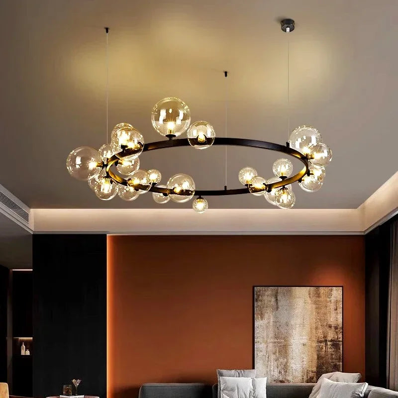 Afralia™ Glass Ball Pendant Chandelier for Kitchen Dining Living Room