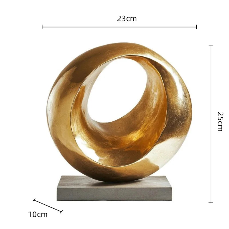 Afralia™ Gold Geometric Abstract Resin Ring Figurines for Stylish Home Decor