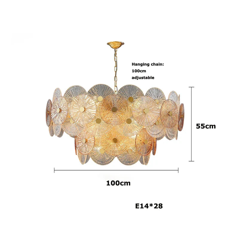 Afralia™ Modern Gold Glass Chandelier LED Ceiling Light for Dining & Living Room