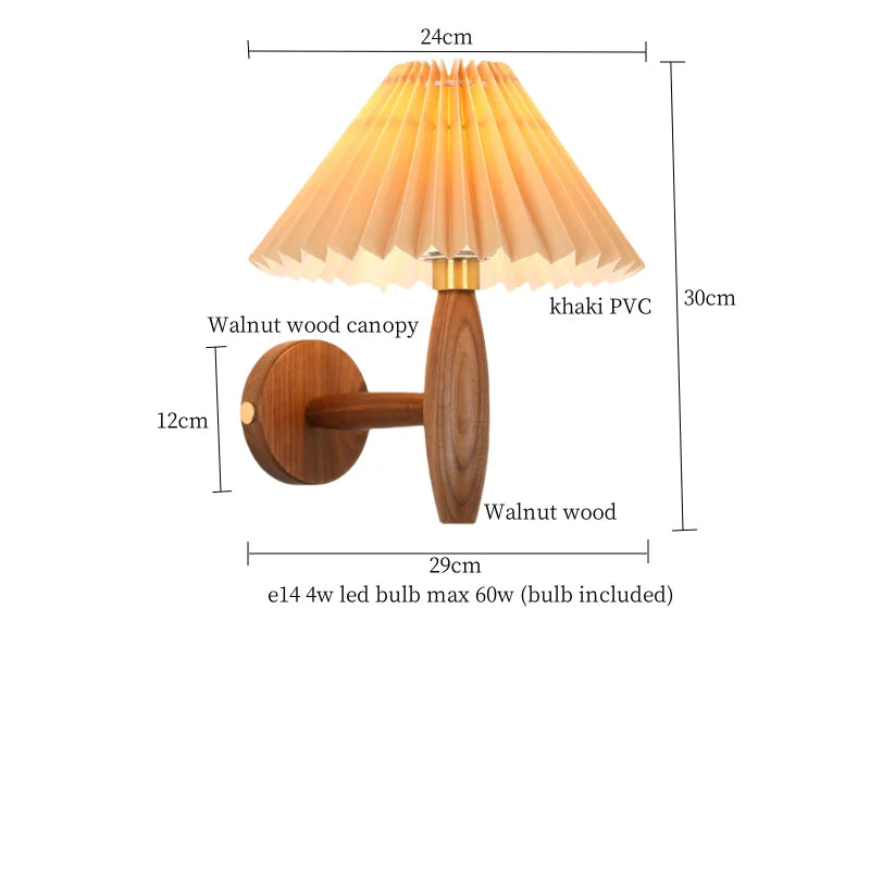 Afralia™ Cream PVC LED Wall Lamps Japanese Walnut Wood Applique Murale