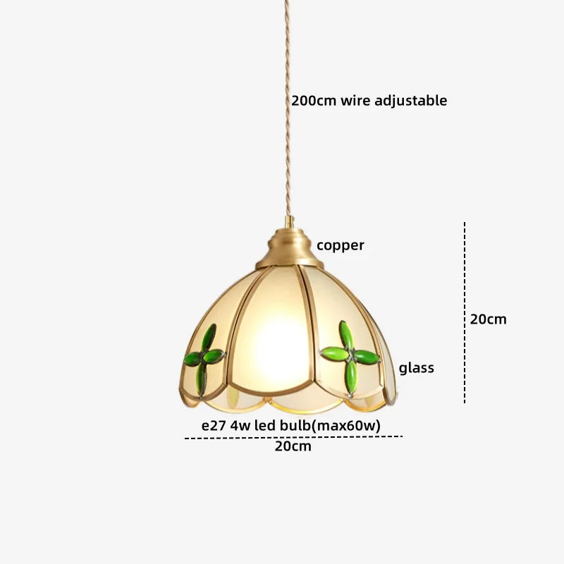 Afralia™ Pink Glass LED Pendant Lights Copper Modern Hanging Lamp Home Decor