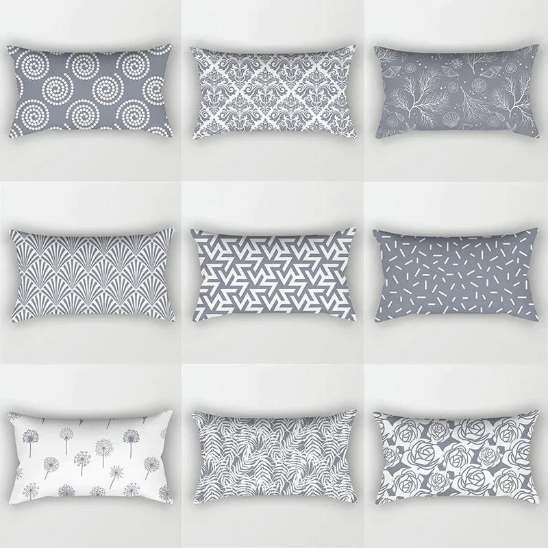Gray Geometric Pillowcase Short Plush Cushion Cover for Home Decor - Afralia™