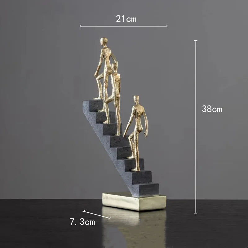 Afralia™ Golden Man Abstract Resin Figure Sculpture Staircase Decor