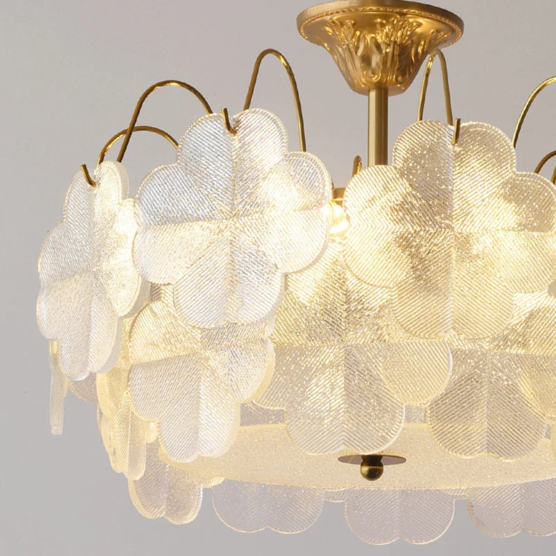 Afralia™ Modern French Style Flower Glass Chandelier Pendant Light for Living Room Bedroom Kitchen